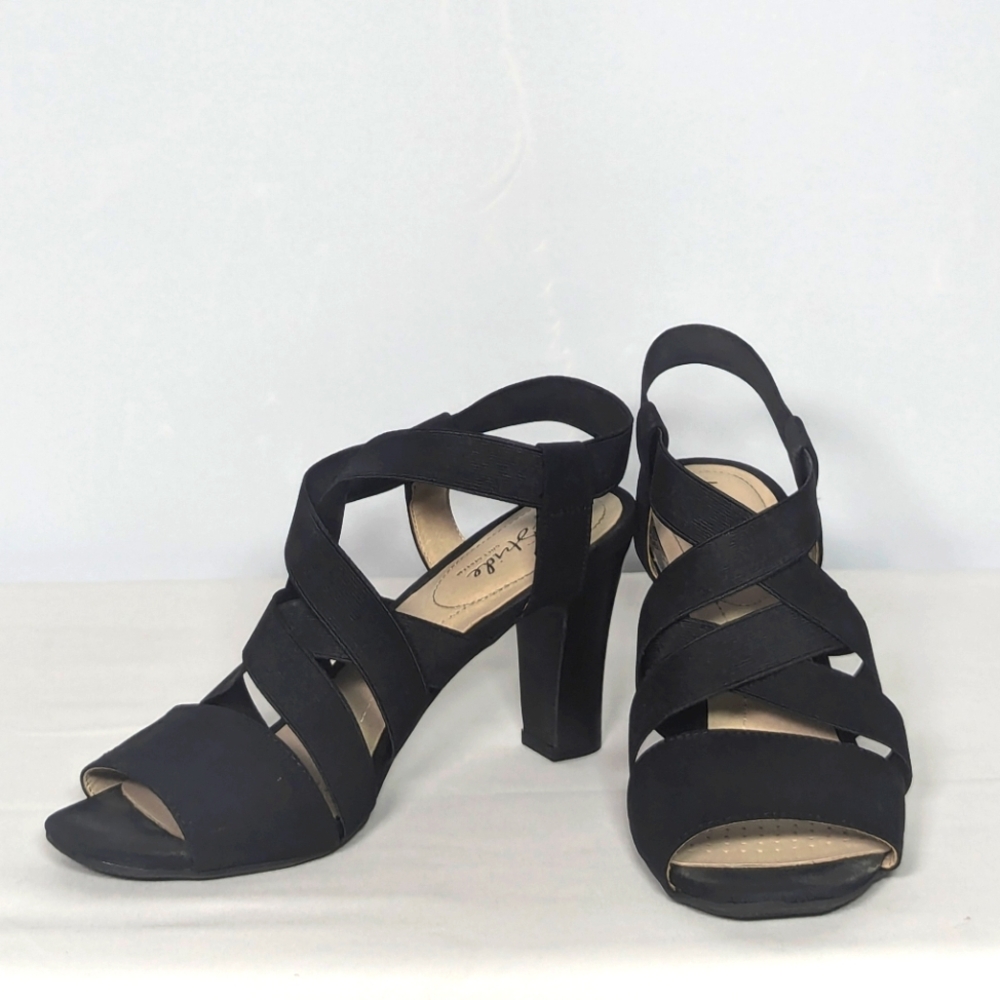 NEW Life Stride Womens Charlotte Strappy High Heel Sandal Sz 8.5 wide black
